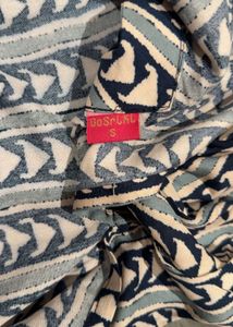 Blue &amp; White Striped Halter Kurti
