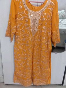 Embroidered Yellow Kurta