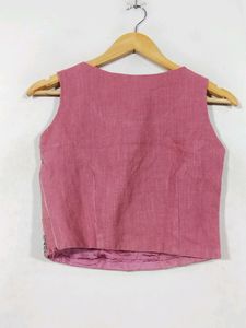 Diwaah Peach Embroidered Crop Top (Women)