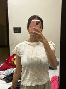 Chic Pearl Embellished Knit Top