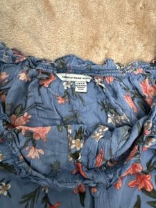 Floral Off-Shoulder Button-Up Top