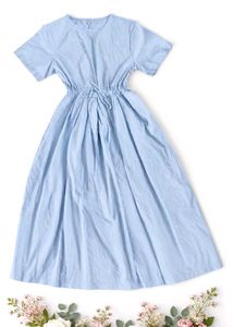 Light Blue Drawstring Maxi Dress