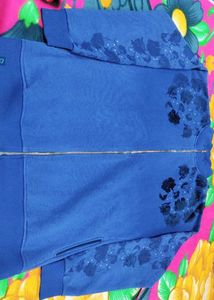 Blue Floral Zip-Up Jacket