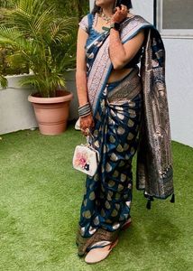 Heavy Elegant Teal Banarasi Silk Saree