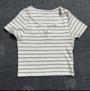 Studiofit Grey Striped Henley Top