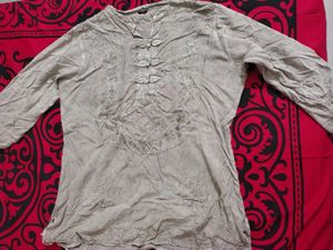 Embroidered Linen Kurta