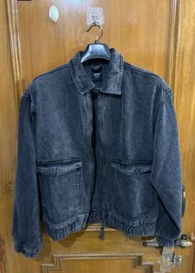 NUON WESTSIDE BLACK CHARCOAL DENIM JACKET S