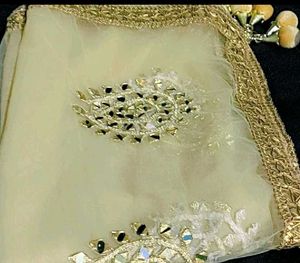 Embroidered Golden Party Wear  Dupatta