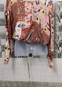 Floral Print Wrap Top
