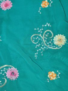 Embroidered Teal Green Scarf