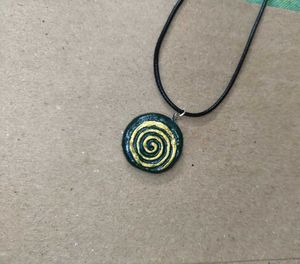 Golden Green Spiral Pendant Necklace
