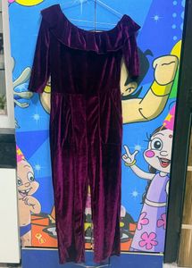 Velvet Off-Shoulder Jumpsuit