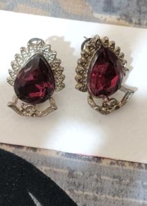 wine Elegant Teardrop Gemstone Earrings