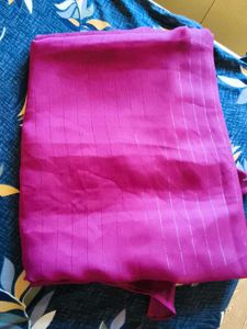 Vibrant Pink Saree with Silver Stripes