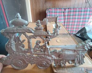 Silver Radha Krishna Chariot Showpiece