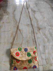 Floral Embroidered Pouch