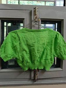 Green Knit Crop Top