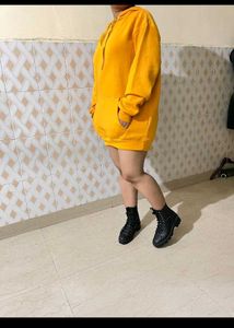 Yellow Oversized Hoodie Dress