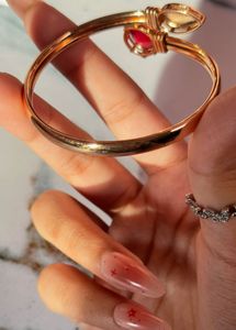 Unique Red Stone &amp; Gold Bangle