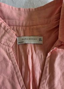 Pink Pleated Linen Top