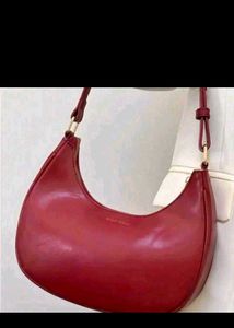 Chic Red Crescent Hobo Bag