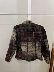 Dressbarn Tapestry Zipper Ethnic Jacket