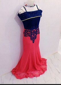 Stunning Navy Blue &amp; dark peach Gown