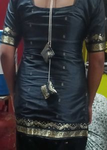 Elegant Black Kurta Set with Gold Embellishments