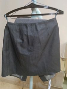 Grey Leather Skirt
