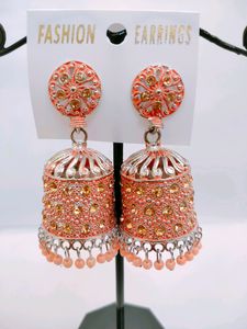 Peach colour Jhumki For Girls