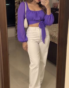 Elegant Purple Bell Sleeve Top