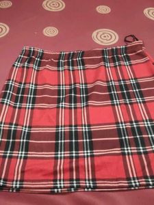 Red Plaid Mini Skirt
