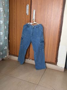 Stylish Blue Denim Cargo Pants