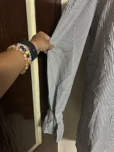 Striped Off-Shoulder Ruffle Sleeve Top