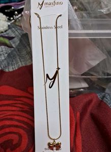 Stainless Steel anti tarnish Bow with chain