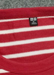 Uniqlo Red Striped Long Sleeve Warm T-Shirt