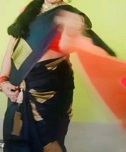 Black And Peach Colour Saree With Blouse
