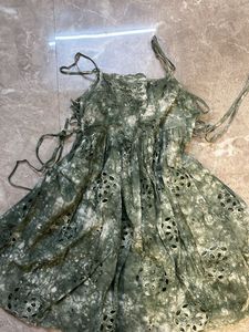 Boho marble green Eyelet Mini Dress