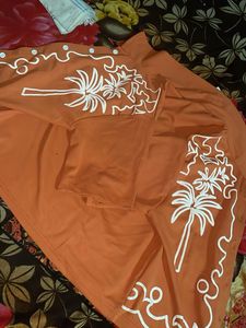Orange Tropical Print Button-Up Shirt
