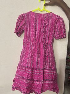 Boho Pink Floral Mini Dress