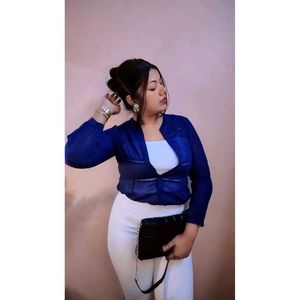 Stylish Blue Sheer Shrug