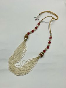 Elegant Red and Pearl Beaded Necklace