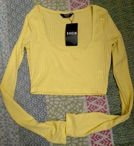 Shein Full Sleeve square neck yellow top
