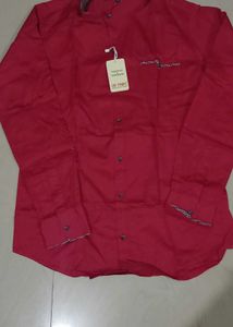 Stylish Maroon Band Collar Shirt