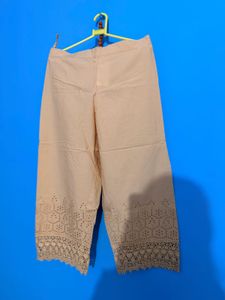 Peach Palazzo Pants with Lace Detail