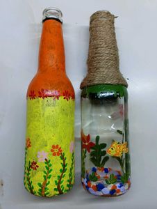 Hand-Painted Bottle Planters diy myself pack of 2