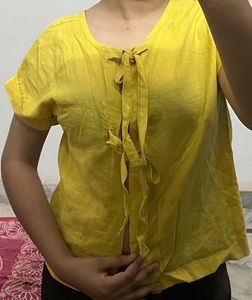 Vibrant Yellow Wrap Top