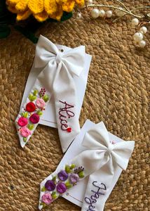 Chic Embroidered Bow Hair Clips