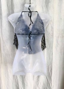 69. Sheer Black Lace Halter Top
