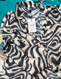 Shein Animal Print Spread Collar Shirt